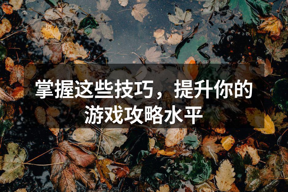 掌握这些技巧，提升你的游戏攻略水平